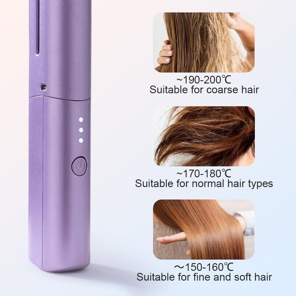 Meneflix Portable Mini Hair Straightener for Quick, Cordless Styling Anywhere
